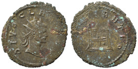 Divus Claudius II Gothicus, died 270. Antoninianus (silvered bronze, 3.43 g, 21 mm), Mediolanum. DIVO CLAVDIO Radiate head right. Rev. CONSECRATIO Alt...