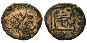 Divus Claudius II Gothicus, died 270. Antoninianus (bronze, 1.56 g, 13 mm), uncertain mint. Radiate head to right. Rev. Altar. Fine.