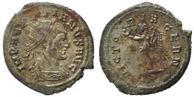 Aurelian, 270-275. Antoninianus (silvered bronze, 4.31 g, 22 mm), Cyzicus. IMP AV R E L IANVS AVG Radiate and cuirassed bust right. Rev. VICTORIA GERM...