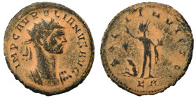 Aurelian, 270-275. Antoninianus (bronze, 3.53 g, 23 mm), Tripolis. IMP C AVRELIANVS AVG Radiate and cuirassed bust of Aurelian to right. Rev. SOLI INV...