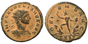 Aurelian, 270-275. Antoninianus (bronze, 3.34 g, 22 mm), Ticinum. IMP C AVRELIANVS AVG Radiate and cuirassed bust of Aurelian to right. Rev. ORIENS AV...