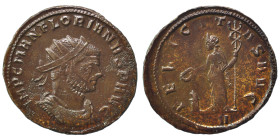 Florian, 276. Antoninianus (silvered bronze, 3.54 g, 22 mm), Ticinum. Radiate and cuirassed bust right. Rev. FELICITAS AVG Felicitas standing left, ho...