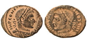 Constantine I, 307/310-337. Brockage follis (bronze, 2.91 g, 20 mm), Constantinople. Diademed head right. Rev. Incuse of obverse. Nearly very fine.