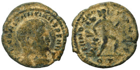 Constantine I, 307/310-337. Half Follis (bronze, 1.01 g, 17 mm), Rome. IMP CONSTANTINVS P F AVG Bare head of Constatine I to right. Rev. FVNDAT PACIS ...