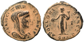 Time of Maximinus II, 310-313. Follis (bronze, 1.35 g, 16 mm), Antioch. GENIO CI-VITATIS Turreted, veiled and draped bust of the city-goddess to right...