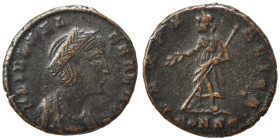 Helena, 324-328/30. Follis (bronze, 1.89 g, 15 mm), Constantinople. FL IVL HE-LENAE AVG Diademed and draped bust of Helena to right. Rev. PAX PVBLICA ...