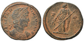 City Commemorative, struck under Constantius II. Rome, 348. Follis (bronze, 1.89 g, 16 mm), Constantinople. CONSTANTINOPOLIS Diademed and draped bust ...