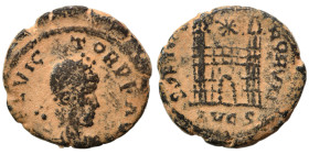 Flavius Victor, 387-388. Follis (bronze, 0.89 g, 13 mm), Lugdunum. DN FL VICTOR P F AVG diademed, draped and cuirassed bust right. Rev. SPES ROMANORVM...
