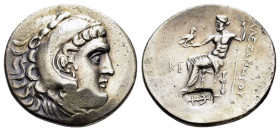 KINGS of MACEDON. Alexander III The Great.(336-323 BC).Perge.Tetradrachm. 

Obv : Head of Herakles right, wearing lion skin.

Rev : AΛEΞANΔPOY (Y inve...