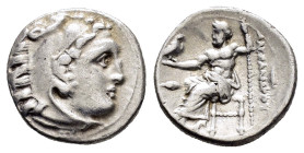 KINGS of MACEDON. Alexander III The Great.(336-323 BC).Kolophon.Drachm. 

Obv : Head of Herakles right, wearing lion skin.

Rev : AΛEΞANΔPOY.
Zeus sea...