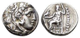 KINGS of MACEDON. Alexander III The Great.(336-323 BC).Kolophon.Drachm. 

Obv: Head of Herakles right, wearing lion skin.

Rev : AΛΕΞΑΝΔΡOY.
Zeus seat...