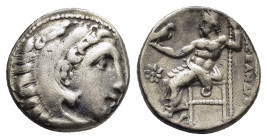 KINGS of MACEDON. Alexander III The Great.(336-323 BC).Kolophon.Drachm. 

Obv : Head of Herakles right, wearing lion skin.

Rev : ΑΛΕΞΑΝΔΡΟΥ.
Zeus sea...