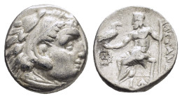 KINGS of MACEDON. Alexander III The Great.(336-323 BC). Drachm. Magnesia ad Maeandrum.

Obv : Head of Herakles right, wearing lion skin.
 
Rev : AΛΕΞΑ...