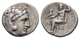 KINGS of MACEDON. Alexander III The Great.(336-323 BC). Drachm.Sardes.

Obv : Head of Herakles right, wearing lion’s skin headdress.

Rev : Zeus Aëtop...