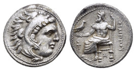 KINGS of MACEDON. Philip III Arrhidaios.(323-317 BC). Drachm. Sardes.

Obv : Head of Herakles right, wearing lion's skin.

Rev : ΦΙΛΙΠΠΟΥ.
Zeus seated...