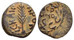 JUDAEA. Procurators. Porcius Festus.(59-62).Jerusalem.Ae.

Obv : NЄP ωNO C.
Legend in three lines within wreath.

Rev : CΛKI ΛO.
Palm frond.
RPC I onl...