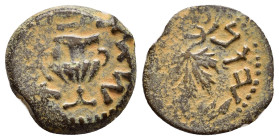 JUDAEA. Jewish War.(66-70). Ae.

Obv : Amphora with broad rim and two handles.

Rev : Grape leaf on vine.
Meshorer 196a; Hendin 1360.

Condition : Nic...