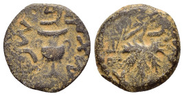 JUDAEA. Jewish War.(66-70). Ae.

Obv : Amphora with broad rim and two handles.

Rev : Grape leaf on vine.
Meshorer 196a; Hendin 1360.

Condition : Nic...