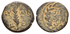 JUDAEA. Procurators. Porcius Festus.(59-62). In the name of of Nero.(58/9).Jerusalem.Ae.

Condition : Nicely toned.Good very fine.

Weight : 1.70 gr
D...