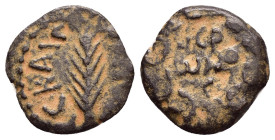 JUDAEA. Procurators. Porcius Festus.(59-62).Jerusalem.Ae.

Obv : NЄP ωNO C.
Legend in three lines within wreath.

Rev : CΛKI ΛO.
Palm frond.
RPC I onl...