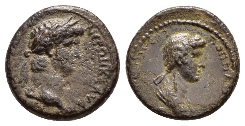 LYDIA. Thyatira. Nero with Poppaea (54-68). Ae.

Obv : NЄPΩN KΛAVΔIOC KAICAP CЄB...