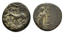 PHRYGIA. Laodicea. Pseudo-autonomous. Time of Tiberius? (14-37). Ae. 

Obv : ΠYΘ ΛAOΔIKEΩN.
Aphrodite standing left, holding dove; B in left field.

R...