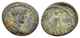 PHRYGIA. Palaeobeudus. Hadrian (117-138). Ae.

Obv : ΑΥ ΚΑΙ ΤΡΑ ΑΔΡΙΑΝΟϹ.
Laureate, draped and cuirassed bust right.

Rev : ΠAΛAIOBЄVΔHNΩN.
Apollo nak...