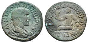 PHRYGIA. Philomelium. Philip I 'the Arab' (244-249). Ae.

Obv : AYT K M IOYΛ ΦIΛIΠΠOC CЄB.
Laureate, draped and cuirassed bust right.

Rev : ΦΙΛOMHΛЄΩ...