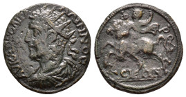 CARIA. Aphrodisias. Gallienus (253-268). Ae.

Obv : AV KAI ΠO ΛI ΓAΛΛIHNOC.
Radiate, draped and cuirassed bust left.

Rev : AΦPOΔICIЄΩN.
Gallienus rid...