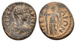 PAMPHYLIS.Perge. Caracalla.( 198-217). Ae.

Obv : Α Κ Μ Α ΑΝΤΩΝЄΙΝΟ.
Laureate, draped and cuirassed bust right, seen from behind.

Rev : ΠЄΡΓΑΙΩΝ.
Art...