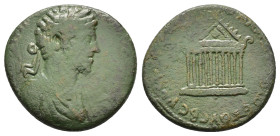 CILICIA. Anazarbus. Commodus (177-192). Ae.

Obv : MAP AVPH KOMOΔOC CЄBA.
Laureate, draped and cuirassed bust right.

Rev : KAIC TωN ΠPOC ANAZAPBω ЄTO...