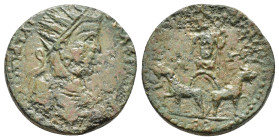 CILICIA. Irenopolis-Neronias. Valerian I (253-260). Ae.

Obv : AVT K Π ΛI OVAΛЄPIANOC CЄ.
Radiate and cuirassed bust right.

Rev : ЄIPHNOΠOΛITΩN CΓ.
D...