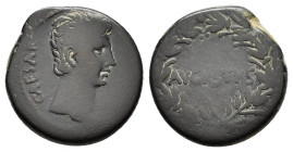 SYRIA. Seleucis and Pieria. Antioch. Augustus (27 BC-AD 14). Ae.

Obv : CAESAR.
Bare head right.

Rev : AVGVSTVS.
Legend within wreath.
RPC I 4100.

C...