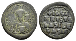 BASIL II & CONSTANTINE VIII.(976-1025).Anonymous Issue.Constantinople.Ae.

Obv : EMMANOVHL IC XC.
Facing bust of Christ Pantokrator.

Rev : IhSUS XRIS...