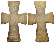BYZANTINE EMPIRE.Bronze Cross.(8th-10th century).Ae.

Condition : Good very fine.

Weight : 46.28 gr
Diameter : 105 mm