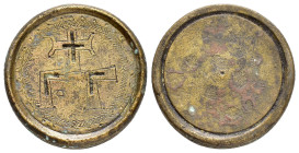 ANCIENT BYZANTINE BRONZE WEIGHT.(Circa 6th-9th century).Ae.

Condition : Good very fine.

Weight : 80.98 gr
Diameter : 40 mm