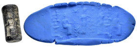 SUMERIAN.Stone cylinder seal.emdet Nasr Period.(circa 3100-2900 BC).

Condition : Good very fine.

Weight : 8.77 gr
Diameter : 31 mm