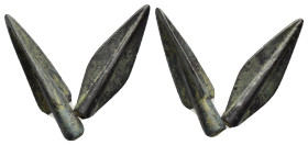 ANCIENT ROMAN BRONZE ARROW HEADS.(Circa 2th Century).Ae.

Condition : Good very fine.

Weight : gr
Diameter : mm