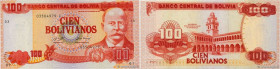 Country : BOLIVIA 
Face Value : 100 Bolivianos 
Date : (1986) 
Period/Province/Bank : Banco Central de Bolivia 
Catalogue reference : P.213 
Alphabet ...