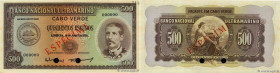 Country : CAPE VERDE 
Face Value : 500 Escudos Spécimen 
Date : 16 juin 1958 
Period/Province/Bank : Banco Nacional Ultramarino 
Catalogue reference :...