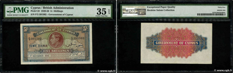 Country : CYPRUS 
Face Value : 5 Shillings 
Date : 01 novembre 1950 
Period/Prov...