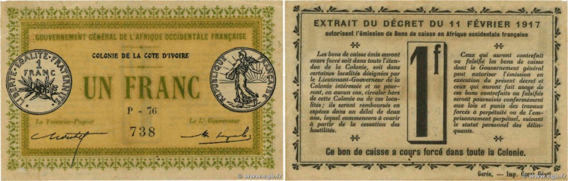 Country : IVORY COAST 
Face Value : 1 Franc 
Date : 11 février 1917 
Period/Prov...