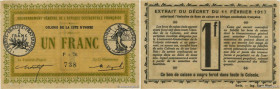 Country : IVORY COAST 
Face Value : 1 Franc 
Date : 11 février 1917 
Period/Province/Bank : Gouvernement Général de l'A.O.F. 
Catalogue reference : P....