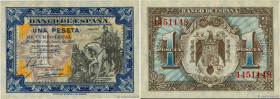 Country : SPAIN 
Face Value : 1 Peseta 
Date : 01 juin 1940 
Period/Province/Bank : Banco de Espana 
Catalogue reference : P.121a 
Alphabet - signatur...