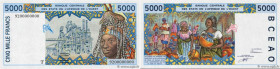 Country : WEST AFRICAN STATES 
Face Value : 5000 Francs Épreuve 
Date : 1992 
Period/Province/Bank : B.C.E.A.O. 
Department : Togo 
Catalogue referenc...