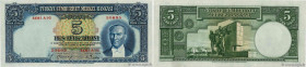 Country : TURKEY 
Face Value : 5 Lira 
Date : (15 octobre 1937) 
Period/Province/Bank : Türkiye Cümhuriyet Merkez Bankasi 
Catalogue reference : P.127...