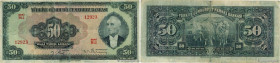 Country : TURKEY 
Face Value : 50 Lira 
Date : (1947) 
Period/Province/Bank : Türkiye Cümhuriyet Merkez Bankasi 
Catalogue reference : P.143 
Alphabet...