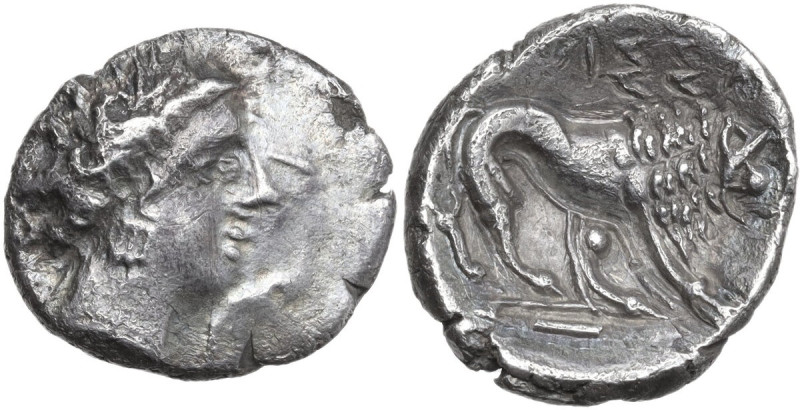 Celtic World. Southern Gaul, Insubres. AR Drachm, 2nd century BC. Imitating Mass...