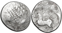 Celtic World. Celtic, Eastern Europe. The Taurisci. AR Tetradrachm. East Noricum, c. 2nd - 1st century BC. Obv. Diademed male head left. Rev. Horse pr...