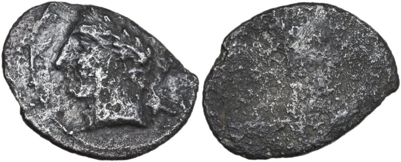 Greek Italy. Etruria, Populonia. AR 10 Asses, 3rd century BC. Obv. Laureate head...